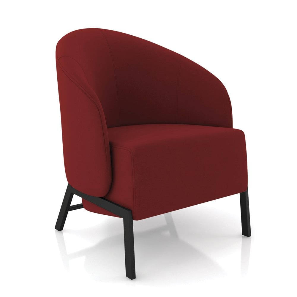 Poltrona Sala de Estar Base Industrial Luar Veludo Vermelho K01 - D`Rossi
