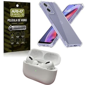 Kit Capinha AntiShock P/ Moto G55 + Fone Bluetooth + Pelicula 3D - ArmyShield