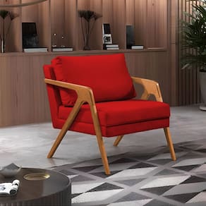 Poltrona Mona Monique Luxo Base Madeira Maciça Cerejeira Veludo Vermelho
