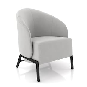 Poltrona Sala de Estar Base Industrial Luar Veludo Cinza K01 - D`Rossi