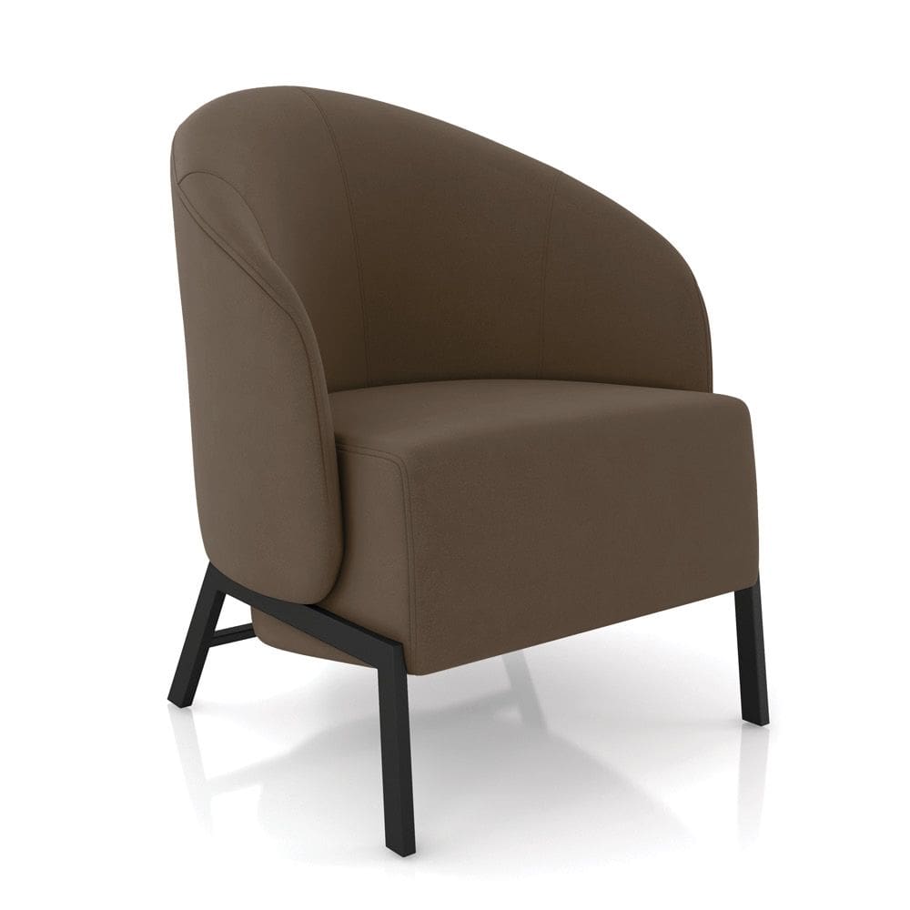 Poltrona Sala de Estar Base Industrial Luar Veludo Marrom K01 - D`Rossi
