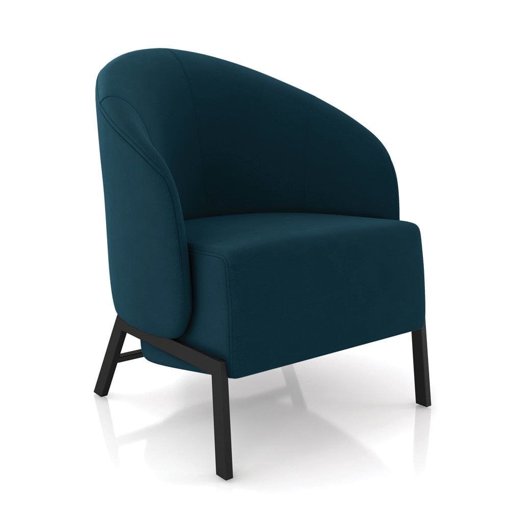 Poltrona Sala de Estar Base Industrial Luar Veludo Azul K01 - D`Rossi