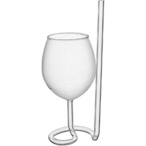 TAÇA VINHO ÁGUA HOME&CO COM CANUDO BOROSSILICATO 300ml 21x6x6cm TRANSPARENTE