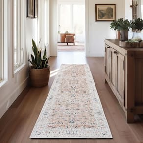 Tapete Hallway Runner Jinchan Vintage lavável 60x210 cm rosa