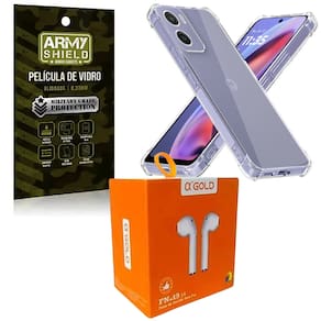 Kit Capinha AntiShock P/ Moto G35 + Fone Bluetooth + Pelicula 3D - ArmyShield