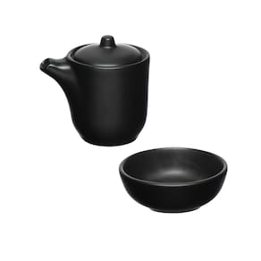 Conjunto Shoyu Em Porcelana Manhattan Preto Com 2 Peças Haüskraft