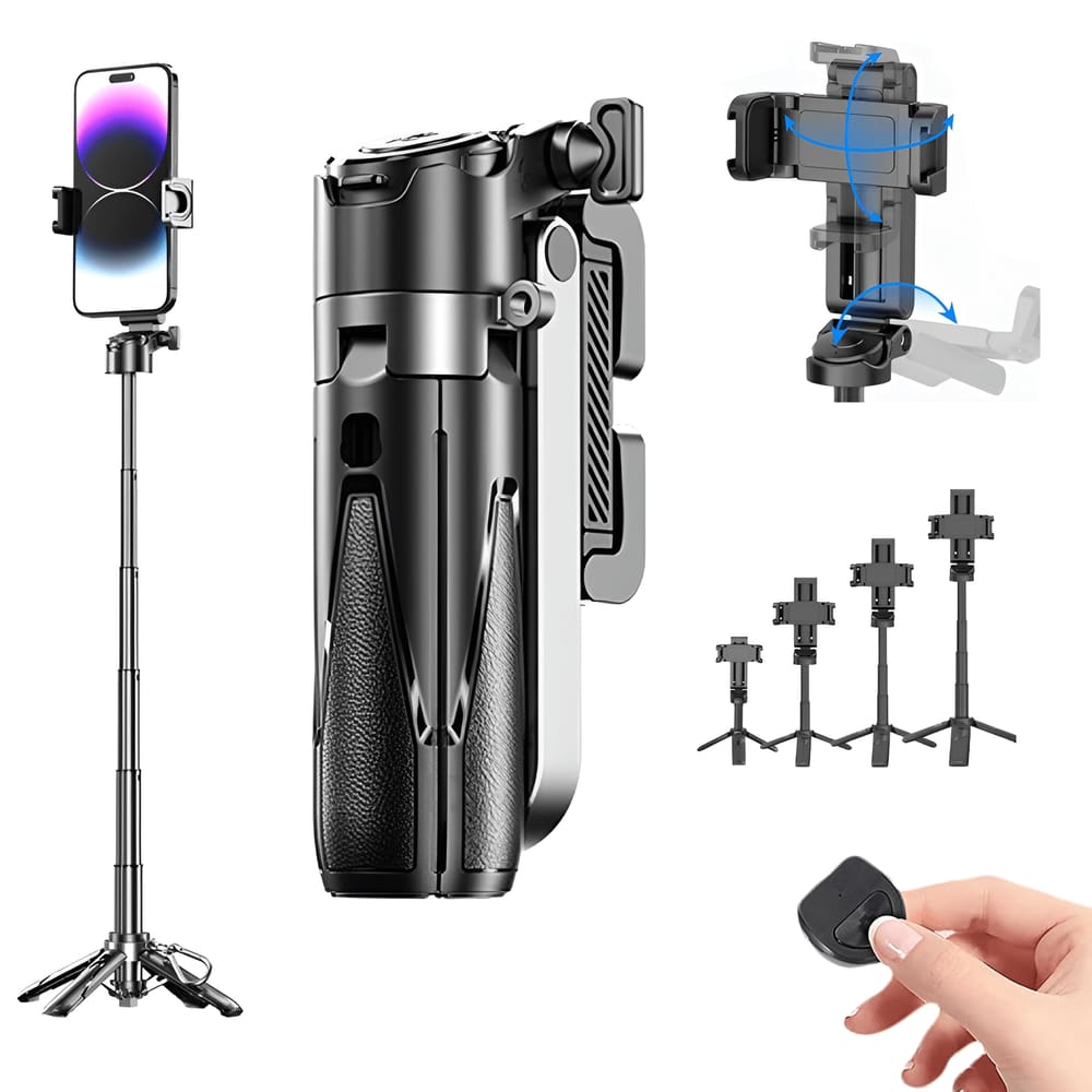 Bastão de Selfie Retrátil 360° para SmartPhones com Mini Tripé e Controle Remoto
