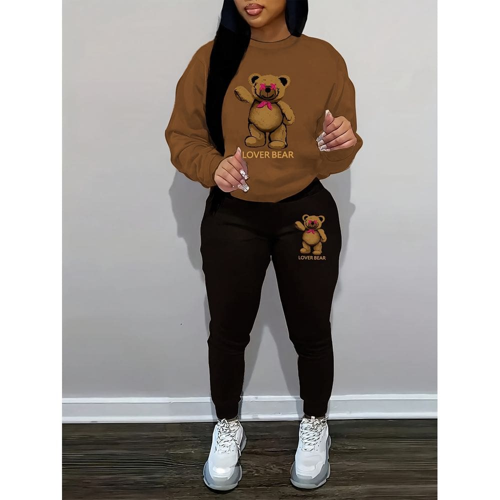 Conjunto Feminino de Moletom com Estampa de Urso ElaShopp