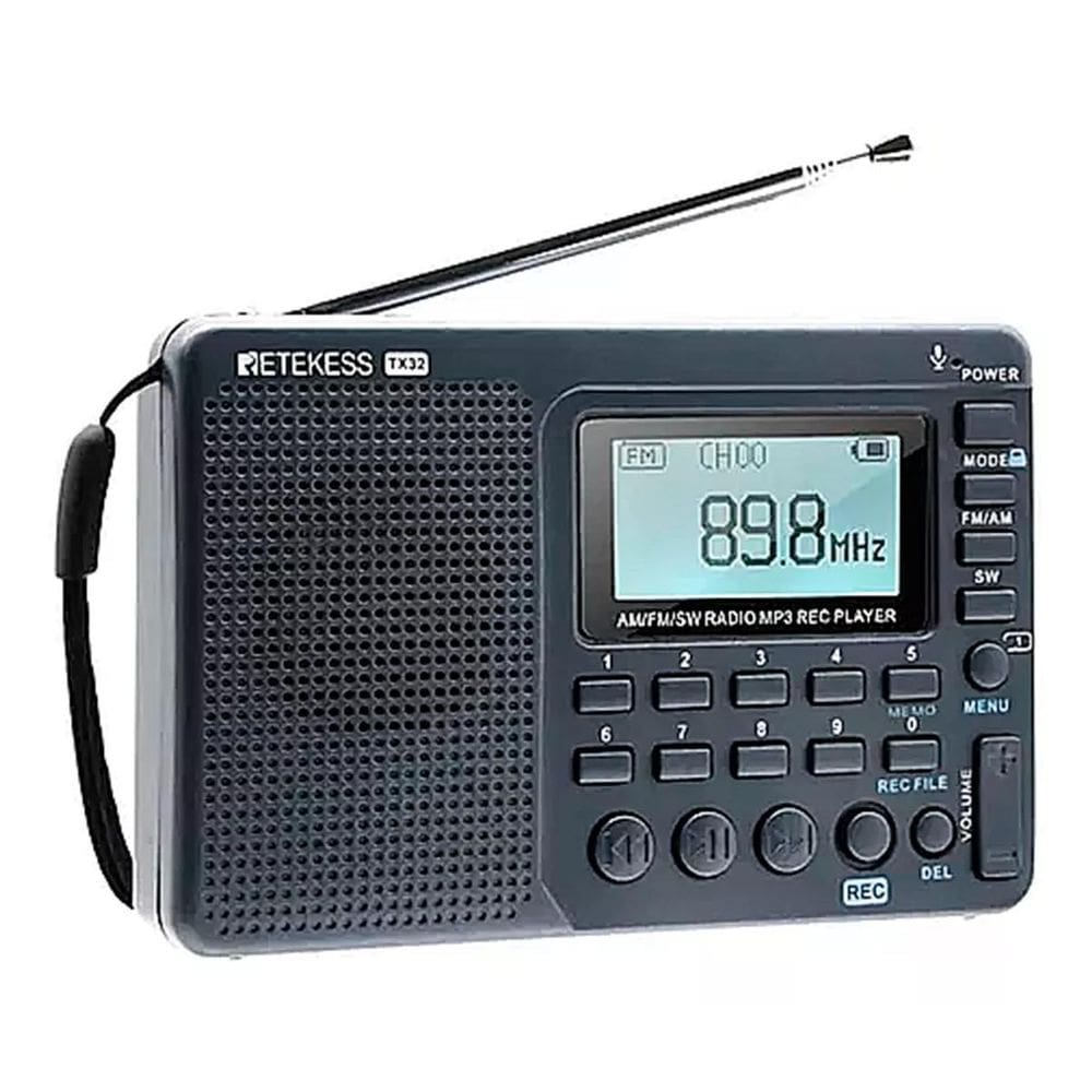 Rádio Retekess V115 Gravador Am Fm Sw Mp3 C Bat. Tx32 Azul