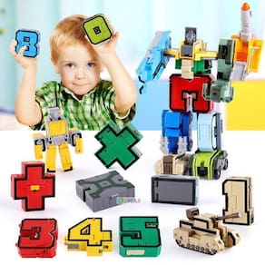 Brinquedo Robô Números Transformam Em Veículos Carros