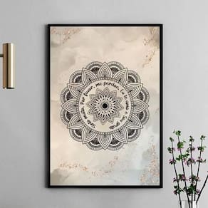 Quadro Mandala Ho`Oponopono - Bege 24X18Cm - Com Vidro