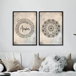 Kit 2 Quadros Pai Nosso E Mandala Hooponopono 45X34Cm