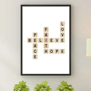 Quadro Cruzadinha Believe Faith Peace Hope Love 24X18Cm