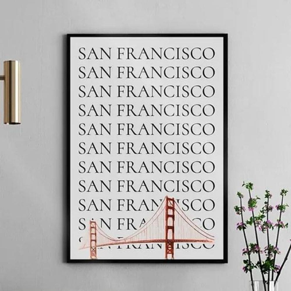 Quadro Minimalista San Francisco - Golden Gate 45X34Cm