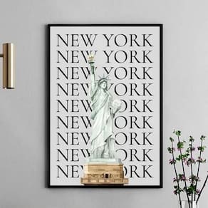 Quadro Decorativo Minimalista New York 33X24Cm - Com Vidro
