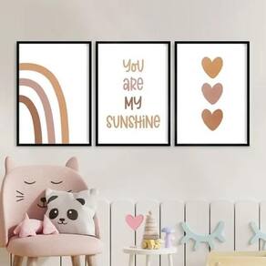 Kit 3 Quadros Infantis Escandinavos - Sunshine 33X24Cm Vidro