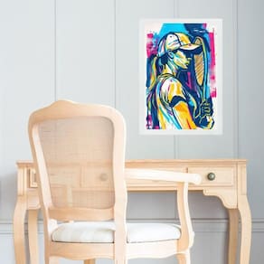 Quadro Gravura Mulher Com Raquete - Tenista 45X34Cm - Vidro