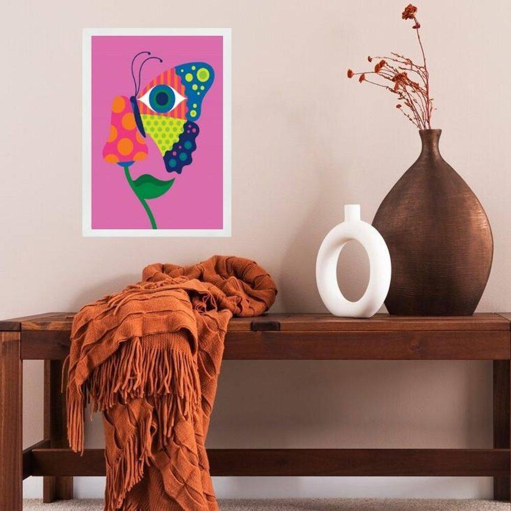 Quadro Decorativo Arte Borboleta Abstrata Colorida 45X34Cm