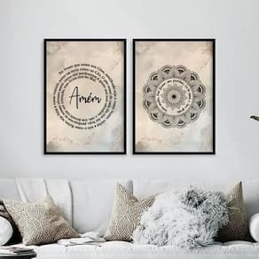 Kit 2 Quadros Pai Nosso E Mandala Hooponopono 24X18Cm Vidro