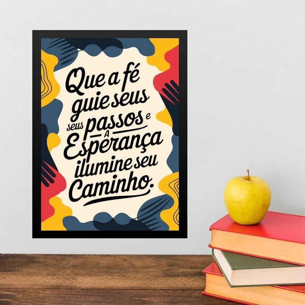 Quadro Decorativo Fé E Esperança 33X24Cm - Com Vidro