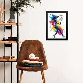 Quadro Arte Abstrata Tenista - Colorido 24X18Cm - Com Vidro