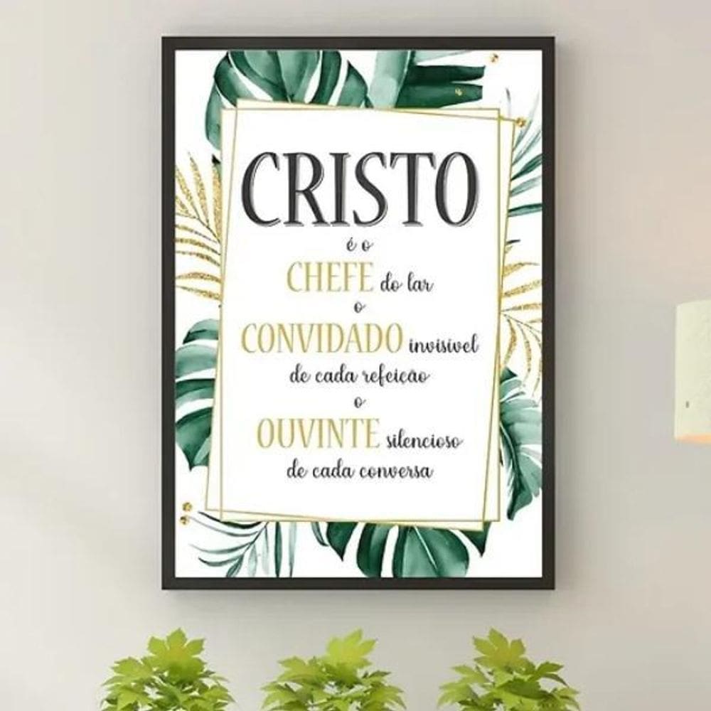 Quadro Decorativo Cristo É O Chefe Do Lar 33X24Cm - Vidro