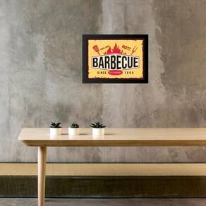 Quadro Placa Vintage Churrasco - Barbecue 45X34Cm - Vidro