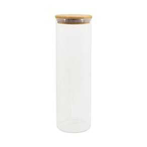 Pote de mantimento Circular em Vidro e Bambu 2000ml