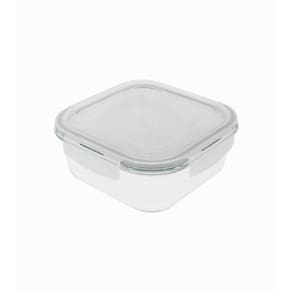 Pote 1,2L De Vidro Com Tampa Transparente Quadrado Raso