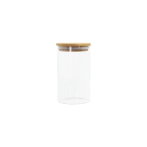 Pote de mantimento Circular em Vidro e Bambu 600ml