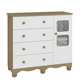 Cômoda Infantil  Uli  Peroba em 100% MDF Branco com Carvalho