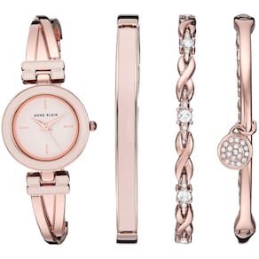 Conjunto de relógios e pulseiras femininos Anne Klein com detalhes em cristal