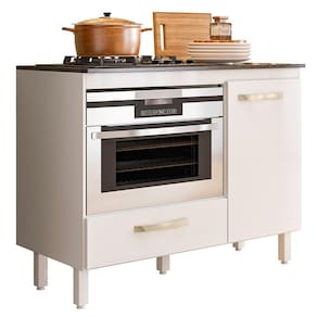 Balcão de Cozinha Fit 1 Porta e 1 Gaveta com Tampo MDP para Cooktop - Nicioli