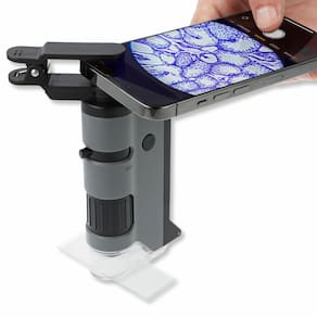 Microscópio de bolso Carson MicroFlip 100x-250x LED UV com clipe