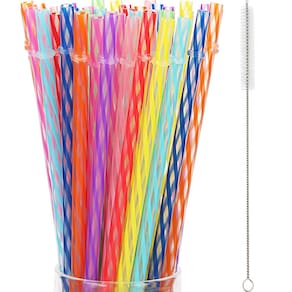 Canudos de plástico reutilizáveis 27,5 cm com escova de limpeza