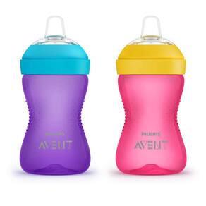 Sippy Cup AVENT My Grippy Spout 300 ml, pacote com 2 unidades rosa/roxo