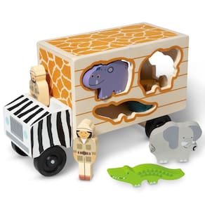 Caminhão de separação de formas de resgate de animais de brinquedo de madeira Melissa & Doug