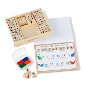Conjunto de selos Melissa & Doug Deluxe Letters Numbers Wood ABC 123