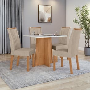 Mesa 0,90 Celebrare c/04 Cad.apogeu Tecido Linho Rinzai Bege Amendoa Clean/off White
