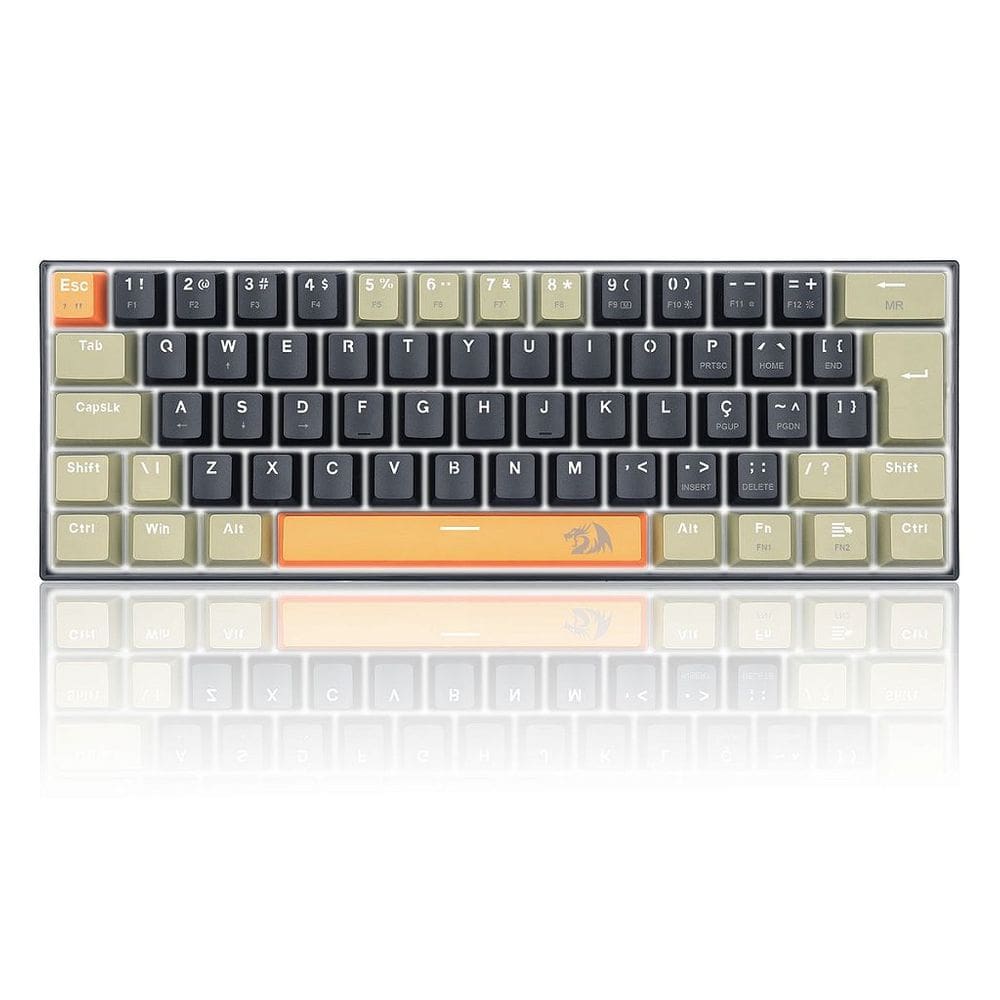 Teclado Gamer Redragon Lakshmi, Switch Brown, Layout 60%, ABNT2 , Laranja/Preto/Cinza