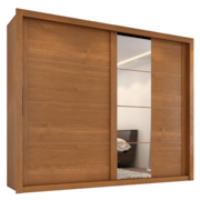 Guarda Roupas Casal com Espelho 2 Portas de Correr 6 Gavetas Imperador Madeirado Zanzini
