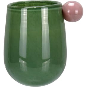 VASO DECORATIVO ENFEITE CASA REDONDO HOME&CO COM ALÇA 16x12x12cm CINZA