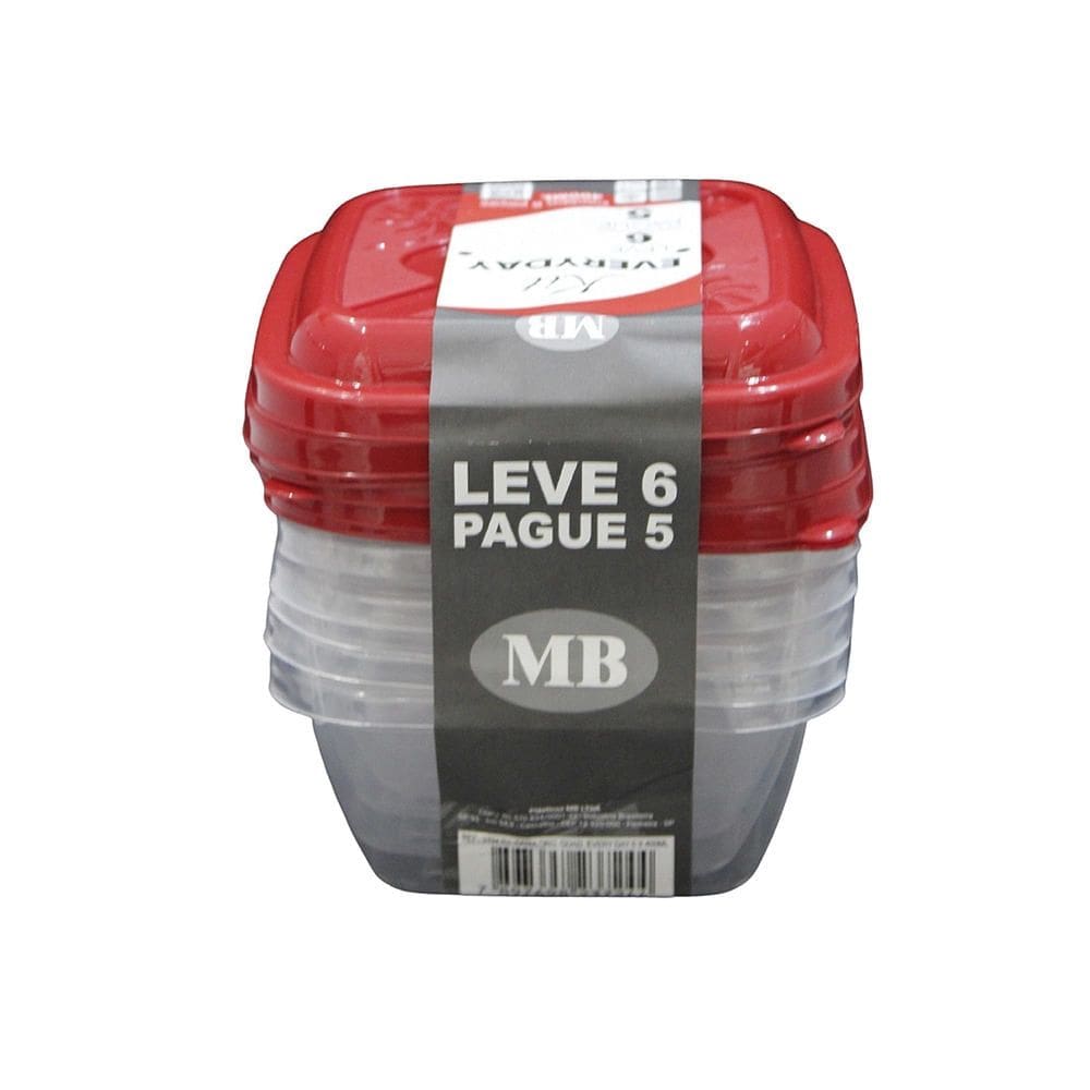 Conjunto de Potes Plásticos Mb Everyday com 6 Peças 400ml - Item Variado