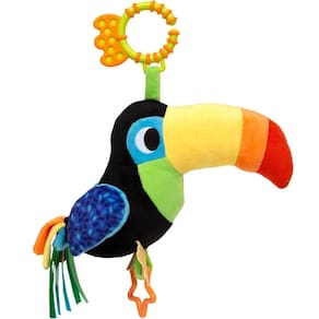 Pelúcia Sensorial Infantil Tucano Zaza +4m Berço Carrinho de Bebê Interativo Buba