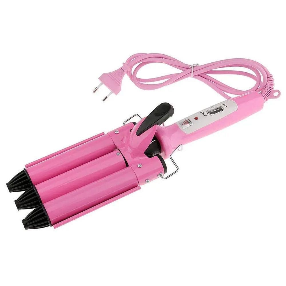 Modelador De Cachos Tri-Onda Rosa 25Mm Cerâmica Ondulada