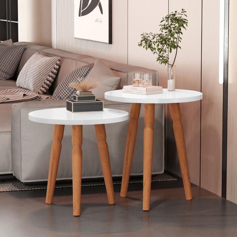 Conjunto Mesas Auxiliar Altamura Branco