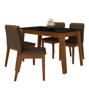 Mesa Com 4 Cadeiras Argélia Freijó/preto/marrom - M.a