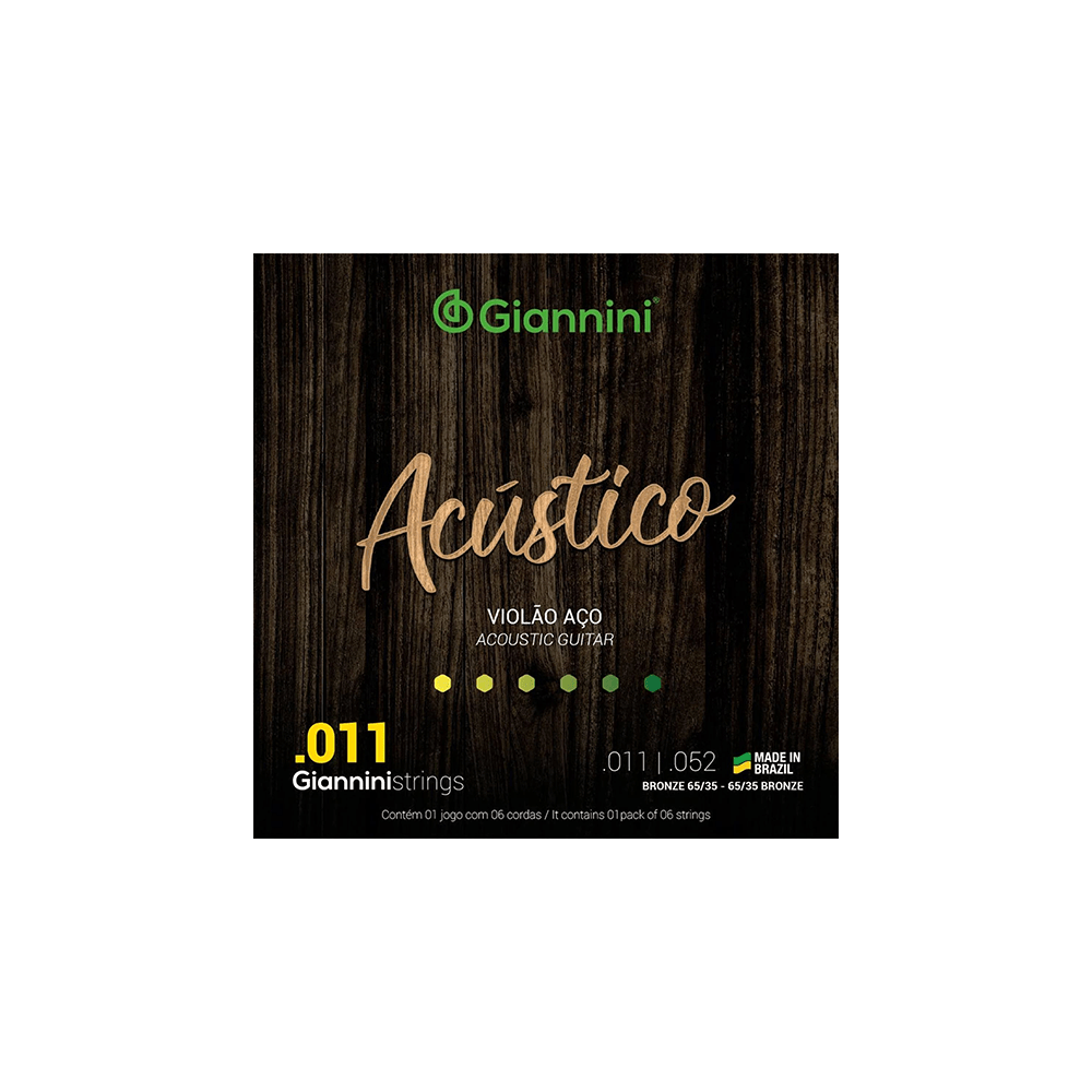 Encordoamento Corda Violão Aço Giannini Acústico 0.11