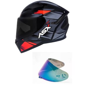 Capacete ASX City Start Preto Vermelho e Cinza Mais Viseira Camaleão