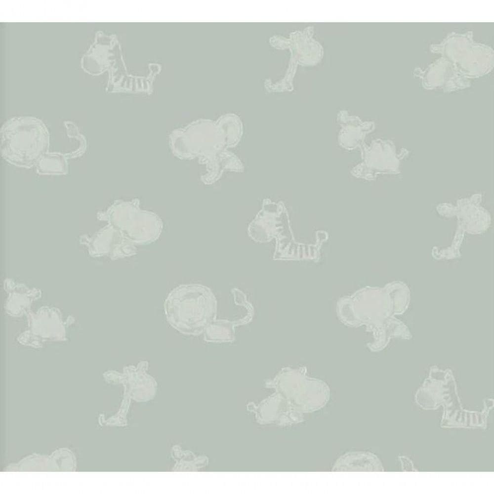 Papel De Parede Safari Friends Infantil Verde Sf6222